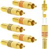 KUOQIY 6 Pezzi Connettore Audio Video Spina RCA Placcato Oro, Presa RCA Maschio a Saldare, per Multimedia e CCTV (3 Neri + 3 Rossi)