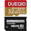 DUEQID Adattatore Memory Stick compatibile con PSP (adattatore e scheda di memoria)