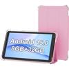 PEICHENG Tablet con custodia protettiva, 7 pollici IPS 1024 * 600 Android 15.0 Tab PC RAM 8GB (3+5Expand)+ROM 32GB Bluetooth 5.0 WiFi6 2.4G+5G 2MP+5MP doppia fotocamera (rosa)