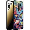 CUSTOMIZZA - Custodia cover nera morbida in tpu compatibile per Xiaomi Redmi 9 farfalle butterfly moderno donna disegnate gialla blu rosa