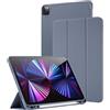 HotYou Custodia per iPad Pro da 12,9 pollici (2a generazione), con portapenne, retro in morbido TPU sottile, custodia protettiva a tre ante con supporto, accensione e spegnimento automatico, viola