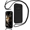LEHEHE Cover per Xiaomi Redmi A3 4G / A3x / POCO C61 4G con Cordino Regolabile, Custodia Telefono a Tracolla e da Collo TPU Silicone Morbido Antiurto Cover Protezione Fotocamera-Nero