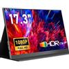 Yodoit Monitor portatile 17,3 pollici 100% sRGB 1920 × 1080 Schermo monitor FHD IPS Display con USB Tipo C Altoparlanti integrati Monitor per la cura degli occhi per PC, laptop, MacBook, Xbox, Switch