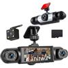 Fuluku 1080P Dash Cam 360 Gradi 4 Canali, Schermo 3.16 Pollici con 64GB | Dashcam con Scheda SD 64G G-Sensor,Telecamera Posteriore, Modalità di Parcheggio 24H, Visione Notturna,Registrazione in Loop