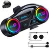 Greatzer Casco da moto Bluetooth 6.0, interfono per moto, 500 m, interfono a 2 cicli, luce RGB on/off, IP56, DSP CVC, riduzione del rumore del vento, risposta automatica, accoppiamento doppio telefono