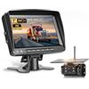 VECHTEL Telecamera di retromarcia wireless con display IPS HD da 7 pollici,visione notturna IP68, telecamera magnetica wireless ad energia solare, supporto telescopico, spina per accendisigari