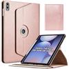 Vkooer Custodia girevole a 360° per Samsung Galaxy Tab S12+ da 12,4 pollici, antiurto e anti-impronte, in pelle PU di alta qualità, con tasca per documenti, adatta per SM-X840 SM-X846B, rosa