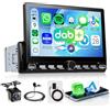 Rimoody DAB+ Autoradio 1 Din Carplay Wireless 7 Pollici IPS Touchscreen | 1 DIN, Android Auto, DAB+ Radio Digitale, Mirror Link, Bluetooth 5.1, FM/AM/RDS, EQ, Controllo del Volante Retrocamera