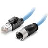 Eonvic Cavo Ethernet industriale M12 a 4 pin femmina da codice D a RJ45 ad alta flessibilità Cat6 schermato impermeabile ad alta velocità cavo di trasferimento dati POE PROFINET/EtherNet 1 m