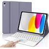 IVEOPPE Tastiera per iPad A16 11 Generazione 11 2025/10 Generazione 2022 10.9 | Cover Keyboard Touchpad Bluetooth Staccabile, Italiano QWERTY, Custodia Tastiera Trackpad con Portapenna, Viola grigio
