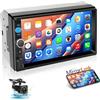 Fuluku Autoradio 2 Din, Doppio DIN 7 pollici Touch Screen | Stereo Auto con Mirror Link, Bluetooth FM, USB Ricarica Rapida, Microfono, Telecamera Posteriore