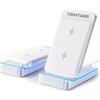 TigraTigro Caricatore Wireless 15W Qi Pieghevole, Ricarica Rapida per iPhone 16/15/14/13/12, Samsung Galaxy Google Pixel, Supporto Auricolari, Design Compatto (Argento)