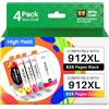colorfly Cartucce per stampante 912XL per HP OfficeJet Pro 8010 8020 | no e*series, Cartuccia stampante per HP OfficeJet 8010 8012 8014 8015 OfficeJet Pro 8022 Cartucce 8020 8024 8025 8023 ,4 Pack