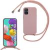 FERLAN Custodia per Samsung Galaxy A51 5G Cover con Cordino,Rosa Oro | Custodia con Laccio Collana Tracolla Regolabile Sottile Silicone Morbido TPU Bumper Antiurto AntiGraffio Protettiva Case
