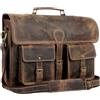 Komal's Passion Leather KPL - Borsa Messenger in Pelle, Stile Vintage, Stile Rustico, da 45,7 cm