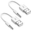 iMangoo Cavo per iPod Shuffle 3,5 mm a USB,Confezione da 2 | Cavo di ricarica e trasferimento dati compatibile con iPod Shuffle 3, 4, 5, 6, 7, per lettore MP3 Bianco