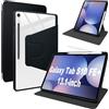 Lemxiee Cover per Samsung Galaxy Tab S10 FE+ & S10 FE Plus 13.1 Case per supporto rotante & Slot per penna Custodia in pelle PU + Acrilico trasparente