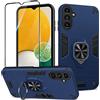 Btstring Cover per Samsung Galaxy A13 5G/A04S con Pellicola Protettiva, Grado Militare Custodia con Cavalletto in Metallo Rotante a 360°, Hard PC Back Cover e TPU Bumper Antiurto Case- blu