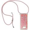 HongMan Custodia Per Cellulare Con Corda Per Samsung Galaxy A3 2017 A320, Liquido Sabbie Mobili Bumper Case Tpu Cover Con Collana Practical Stylish/Necklace Cordoncino Cordino Case