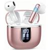 Cillso Cuffie Bluetooth 5.4, senza fili, con 6 microfoni ENC con cancellazione del rumore, 40 ore, con LED USB-C, impermeabili IP7, per fitness, allenamento, oro rosa