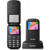 Qubo P190C Telefono Cellulare per Anziani 4G a Conchiglia,SOS, Dual SIM | Telefono per Anziani a Flip, Display 2,0, Batteria 1000 mAh, Base di Ricarica, Fotocamera, Torcia, Radio FM，Nero