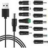 HENGBIRD Cavo di ricarica universale 13 in 1 USB a DC 5.5x2.1mm con 13 adattatori cavo USB da 1 metro set con connettori DC per router TV box strisce LED rasoio Type C Micro USB Mini USB