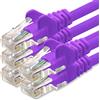 1aTTack.de - Cavo di rete LAN - 3.0m - Gigabit RJ45 - 5 pezzi - viola | Cavo patch Ethernet per reti Gigabit, collega router, modem, switch, PC e console con connettori RJ45