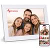 VESWWE FRAMEO Cornice Digitale WiFi 10,1 Pollici VESWWE Cornice Foto Digitale Touch Screen IPS 1280x800 Memoria Integrata da 32GB Rotazione Automatica Condividi foto e Video Utilizzando l'app Frameo (Bianco)