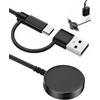 Joynine Stazione di ricarica magnetica 2 in 1 per Samsung Galaxy Watch 8 7 Ultra 6 | Adattatore USB-C e USB-A, stazione di ricarica magnetica, cavo di ricarica in ABS + TPE da 1 m, base di ricarica in alluminio