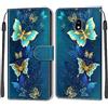 SIENIANLINE Cover per Samsung Galaxy J5 2017 custodia portafoglio Farfalle verdi | Chiusura magnetica, Scomparti carte, Funzione supporto, Pelle PU flip cover per Samsung J5 2017