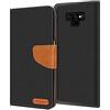 Verco Galaxy Note 9 Custodia per Cellulare, Caso Tessuto per Samsung Galaxy Note 9 Cover Tessilo Portafoglio Case, Nero