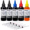 Aomya 500ml Kit di ricarica per inchiostro 5 x 100 ml per Canon 250 251 270 271 225 226 1200 2200 PG245 CL246 PG210 PGI-545 PGI-540 PGI-550 CLI-551 PGI-570 CLI-571, con 5 siringhe(PBK, BK, C, M, Y)
