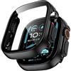 TAURI Cover per Apple Watch Ultra 3/2/1 49mm,Nero | Con Pellicola Protettiva,Vetro Temperato Integrato, Custodia ad Alta Sensibilità Touch, Design in PC Rigido, 2 Pezzi