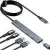 Aceele Hub USB C 10Gbps con 2 USB-A e 2 USBC 3.2, Adattatore USB 3.2 Gen 2 con Cavo Lungo 100cm e Porta Tipo C 5V3A, Sdoppiatore Multipresa USB3.2 Per Laptop, PC Desktop, MacBook Pro/Air, iPad, ecc