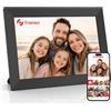 VESWWE FRAMEO Cornice Digitale WiFi 10,1 Pollici VESWWE Cornice Foto Digitale Touch Screen IPS 1280x800 Memoria Integrata da 32GB Rotazione Automatica Condividi foto e Video Utilizzando l'app Frameo (Nero)