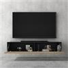 doporro Mobile Porta TV Sospeso 200 cm con 2 Ante per Soggiorno | Finitura Antracite Opaco + Marrone Chiaro, Installazione Sospesa a Parete, Struttura a 2 Ante, Madia Consolle per Salotto