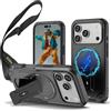 Ysnzaq Magnetica Cover per Apple iPhone 18 Pro Max /17 Pro Max DG Nero | Militare Rigido PC Resistente Antiurto Case con Supporto, Cordino, Outdoor Custodia per iPhone 18 Pro Max /17 Pro Max
