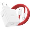 Panlouting 80W Caricabatterie con Cavo di Ricarica USB-C 1 Metro | Muro Caricabatterie Rapido SuperVooc Warp compatibile con Oneplus 13 12 12R 11 10 Pro