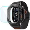 Spigen Lite Fit Pro Cover con Cinturino Vetro per Apple Watch Ultra 4/3/2/1 | Cover monoblocco in TPU con cinturino in tessuto e protezione a 360° con vetro temperato 9H per Apple Watch Ultra 49mm - Nero