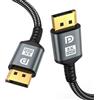 jojobnj Cavo DisplayPort 16K 3m, [4K @240Hz/165Hz/144Hz, 16K @60Hz, 8K @120Hz, 2K @240Hz], cavo DP 2.1 HBR3 DSC 1.2, HDCP 2.2, G-Sync e Free-Sync per monitor di gioco, schede PC, PC, laptop