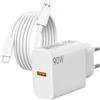 XIQUTOA Caricatore da 90 W per Xiaomi 17 Ultra/15 14 13 15T 14T 17T Pro, Redmi Note 14 15 Pro+ 5G/13 12 11, RedmI A3 A5 14C/A5/13C 5G/A3/13C/9AT/12 Poco F8 F7 F6 X8 X8 X8Caricatore rapido 7 M8 M7 con cavo di