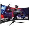 Gawfolk Monitor per computer da gioco curvo da 34 pollici, 144 Hz, schermo PC 1500R 21:9 UWQHD (3440 x 1440), sincronizzazione adattiva, angolo di visione 178°, HDMI, display port, compatibile con