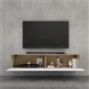doporro Mobile Porta TV Sospeso 140 cm con 2 Ante per Soggiorno | Finitura Bianco Opaco + Marrone Chiaro, Installazione Sospesa a Parete, Struttura a 2 Ante, Madia Consolle per Salotto