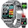 LIGE Smartwatch Uomo 1400mAh Batteria Lunga, Ampio Display HD da 2,01, Torcia LED con Pulsante, Chiamate Bluetooth, Frequenza Cardiaca & SpO2, 120+ Modalità Sportive, IP68, iOS & Android