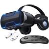 PUCIO Occhiali VR 3D Visore Realtà Virtuale con Cuffie e Controller, Occhiali Virtuali 3d per Giochi e Film, VR Headset Compatibile con Tutti Gli Smartphone da 4.7-6.5 Pollici, Regali di Natale Particolari