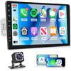 Rimoody Autoradio 1 Din con Carplay Android Auto Wireless, 9 Pollici Touchscreen Radio 1 Din con Mirror Link FM/AM/RDS, Bluetooth, USB/AUX/Tipo C/DVR Comandi al Volante 12LED Retrocamera Microfono