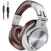 OneOdio A71 Hi-Res Cuffie Cablate Over Ear, Cuffie Musica con Audio Stereo e Shareport, Jack da 3,5 mm e 6,35 mm, Studio Registrazione, Monitoraggio Professionale e Mixaggio Cuffie Pieghevoli, Argento