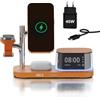 MMOBIEL Caricatore Wireless Magnetica 5 in 1 - Stazione Ricarica Qi2.2 25W | Con Sveglia, Altoparlante Bluetooth e Luce Notturna LED per MagSafe - per iPhone, per Apple Watch e per AirPods - Arancione