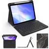 FUWANG Custodia per iPad A16 con tastiera, tastiera Bluetooth rimovibile | Illuminazione a 7 colori, 3 angoli di visualizzazione, effetto marmo, QWERTZ, custodia con tastiera per iPad 11./10