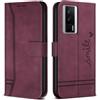 Bravoday Cover per Xiaomi Poco F5 PRO/Redmi K6 / Redmi K60PRO, Flip Custodia in Pelle PU con Slot per Schede, Portafoglio Custodia per Xiaomi Poco F5 PRO/Redmi K6 / Redmi K60PRO, Vino Rosso